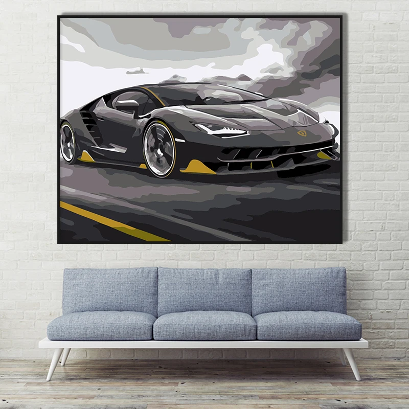 Custom Handmade Sports car Adults Kits Diy Oil Number Painting On Canvas Paint By Numbers