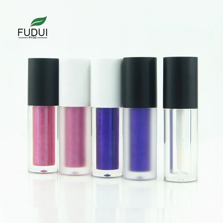 FUDUI CYS610 Matte White And Black Lid Lip Glaze Container 2ML Mini Sample Test Frosted Bottle Lip Gloss Tubes
