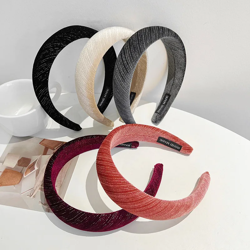 Korean autumn/winter wide edge canary sponge hair hoops high cranial top minority pressure hair gradient hoops all match