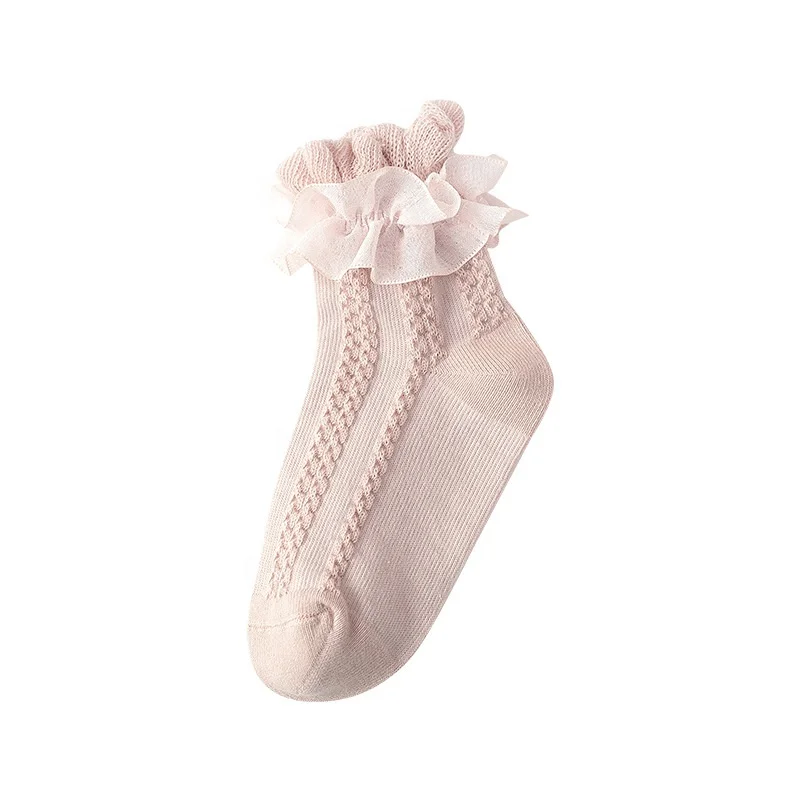  New spring and autumn girls lace net Breathable Solid Color Sweet Kids Socks Baby organic cotton child
