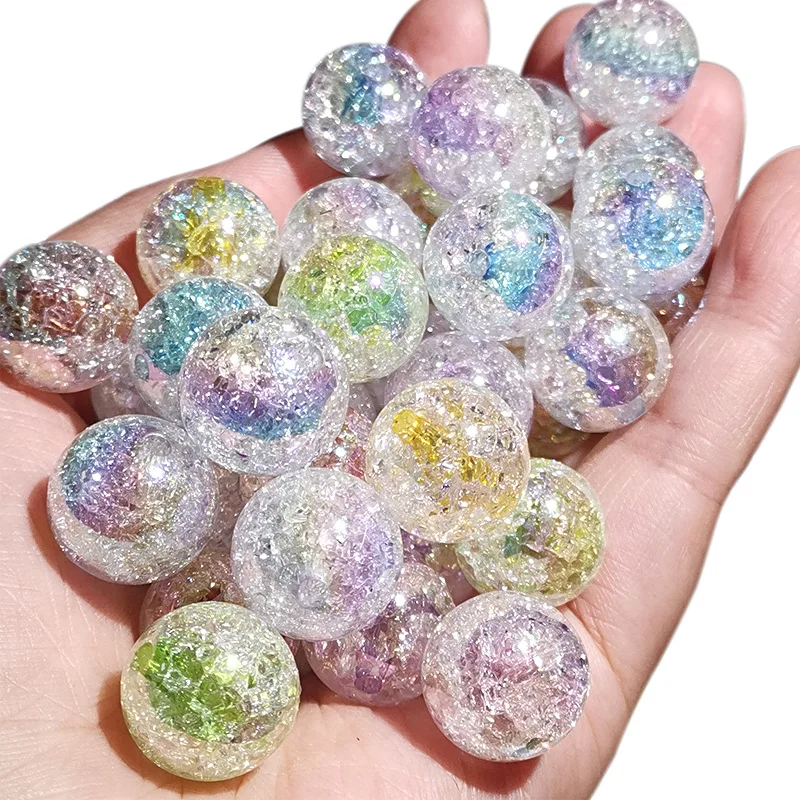 Exploding Sparkle Colorful Loose Broken uv print acrylic plastic lucite beads for bag making