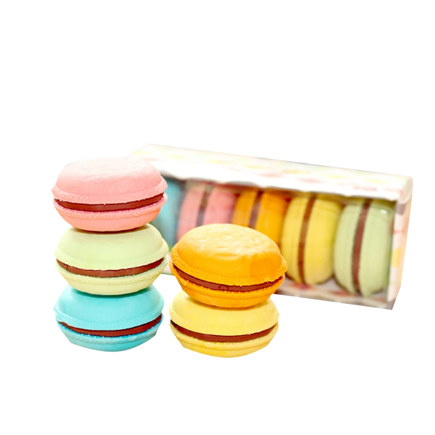5pcs per pack Colorful Macaroon For Kids Student Gifts Stationery Supplies soft rubber eraser