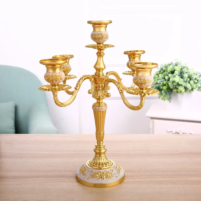 modern custom candle holder tapper luxury brass gold tall candle holder weddings 5 arms candelabra centerpieces