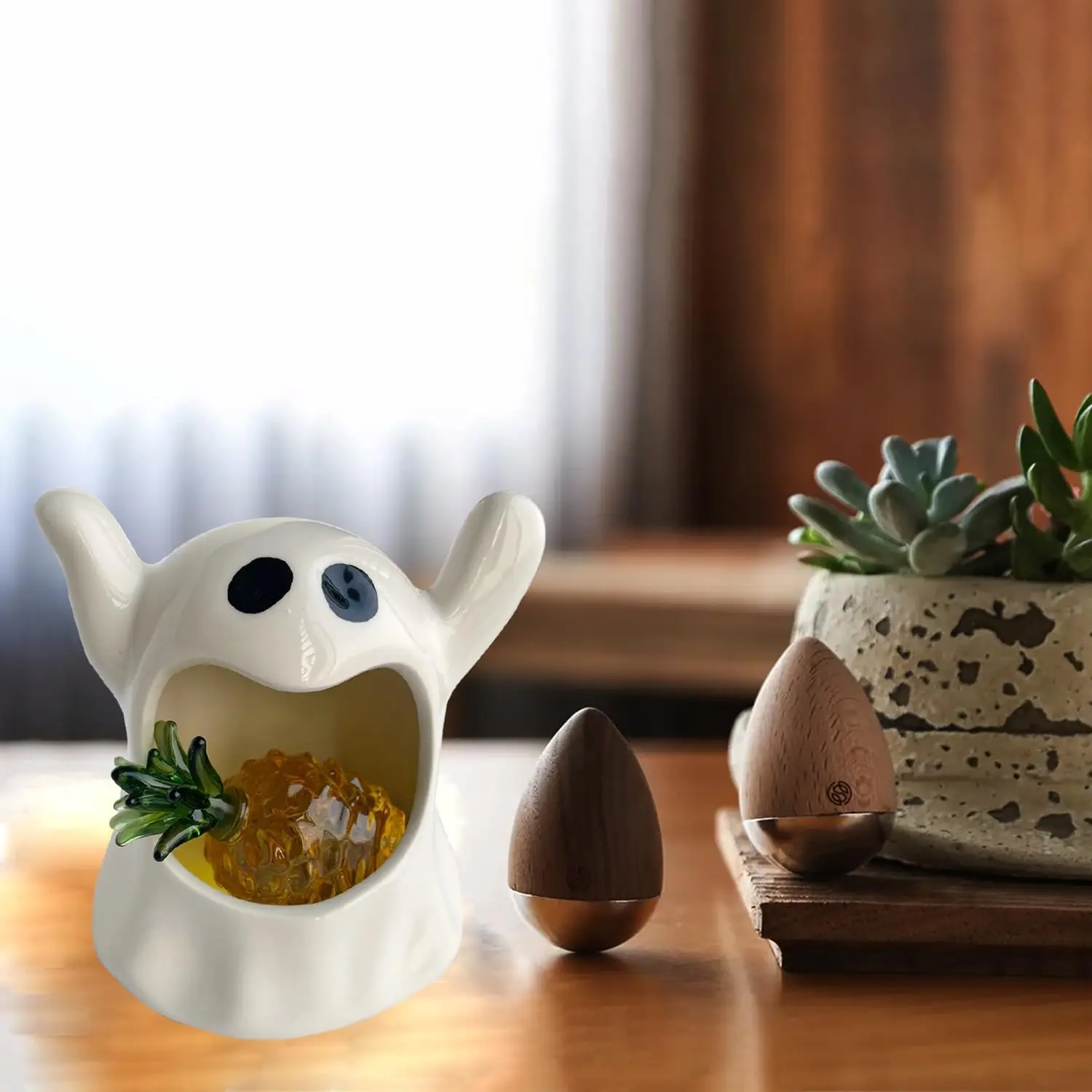 Ghost Shape Ceramic Candy Dish Halloween Candy Bowl Ceramic Ghost Jewelry Box Halloween Party Decoration