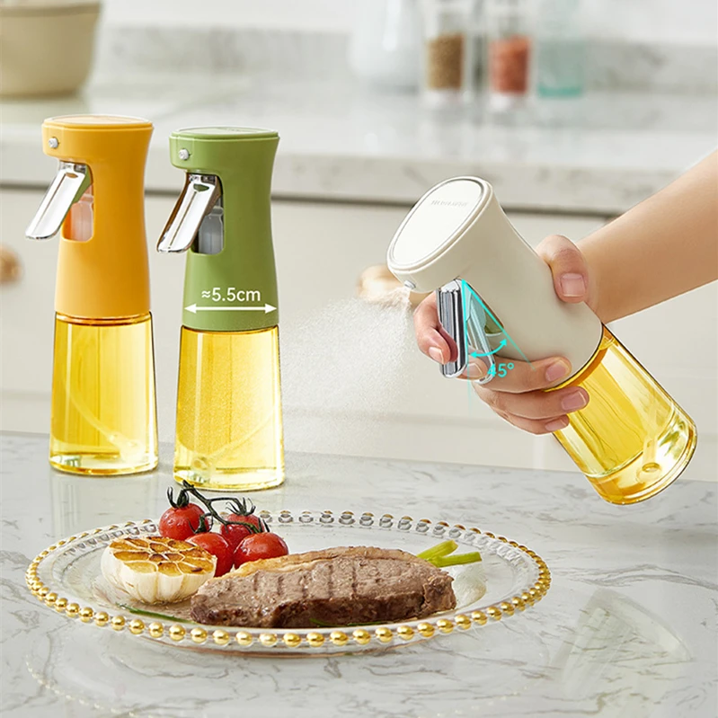 Multipurpose 240ml Glass Olive Oil Spray Bottle Kitchen Cooking BBQ Oil Dispenser with Stainless Steel Pump