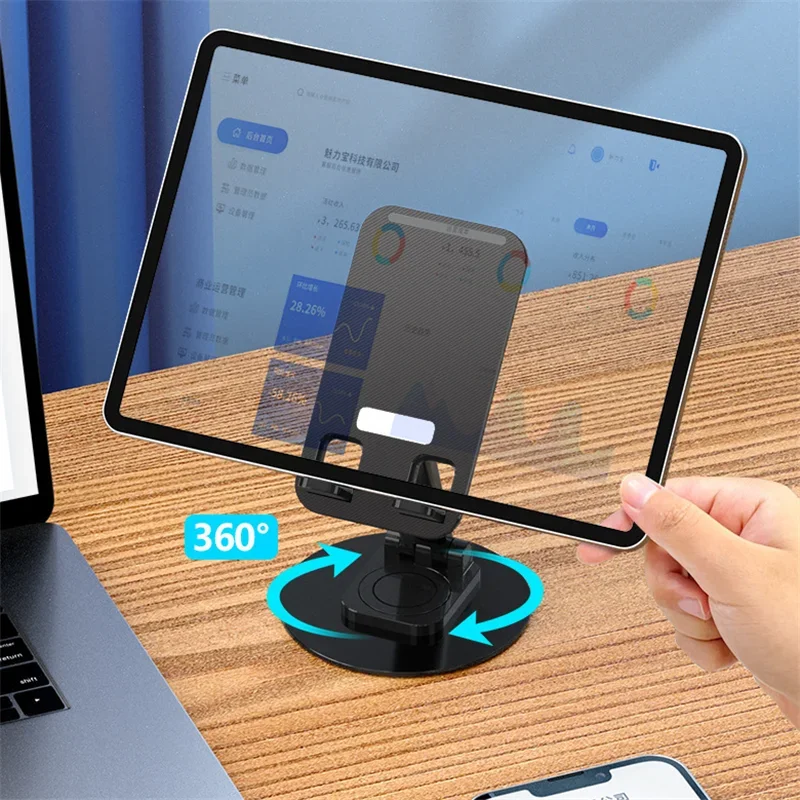 Disc Metal Rotating Cell Phone Stand Portable Lazy Live Online Class Desktop Stand