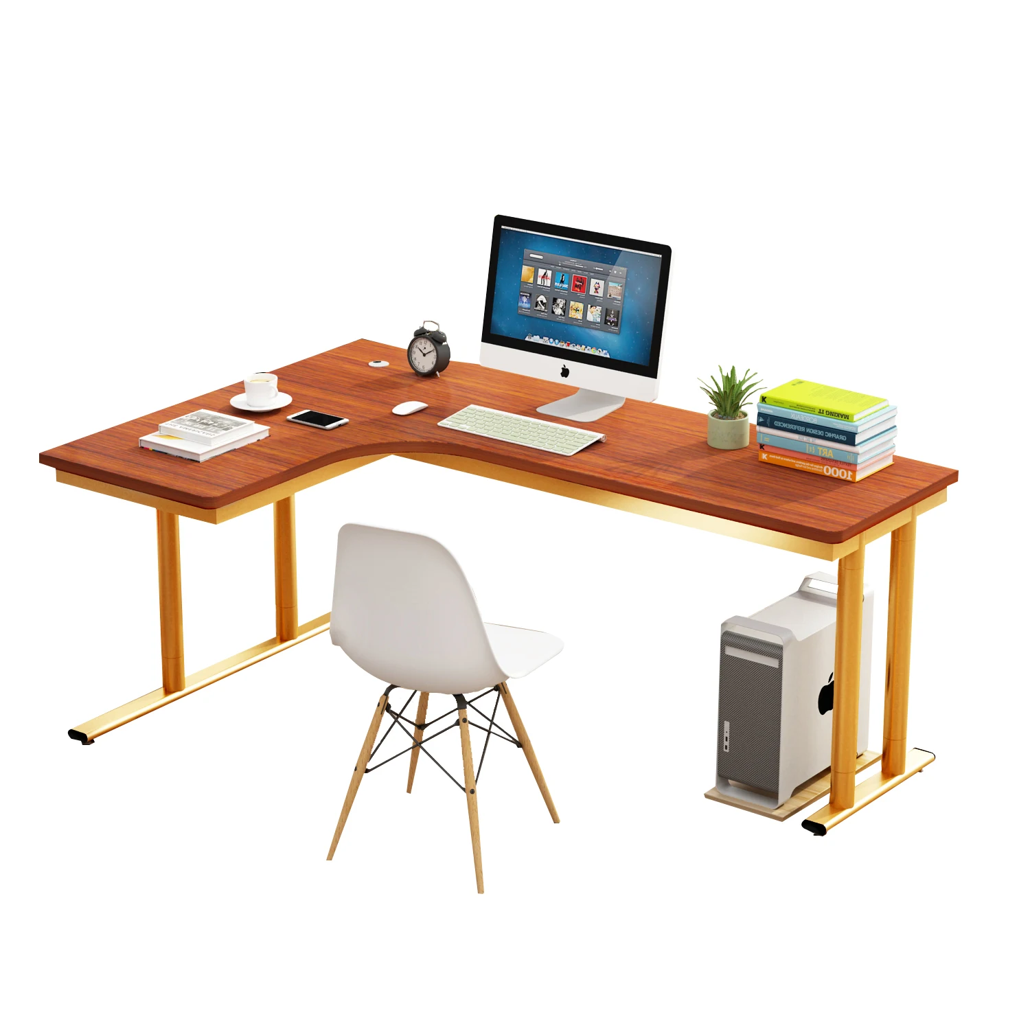 Furniture L-shaped corner desk metal frame corner computer desk