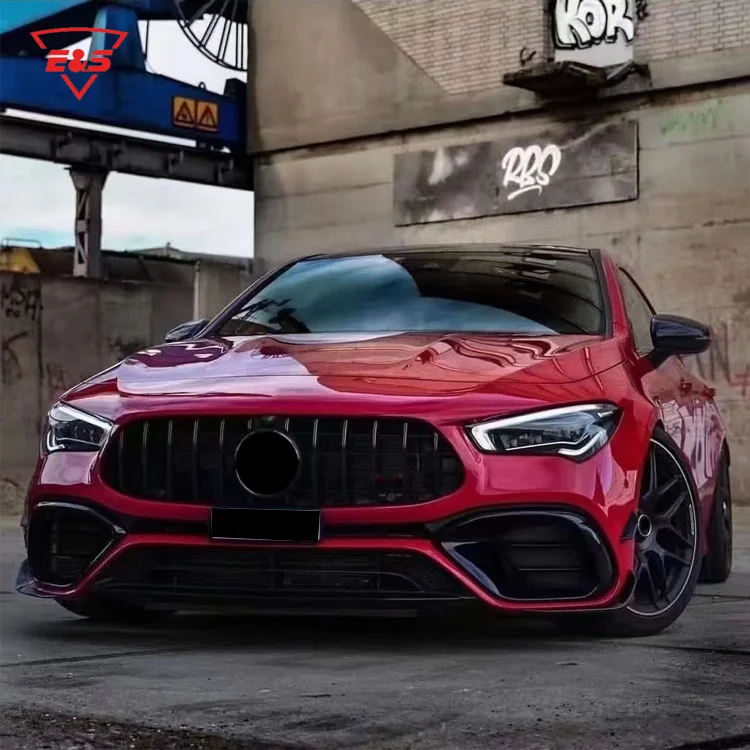 CLA45 AMG стиль PP Боди Комплект для Mercedes-Benz CLA класс W118 боди передний бампер задний диффузор с наконечниками
