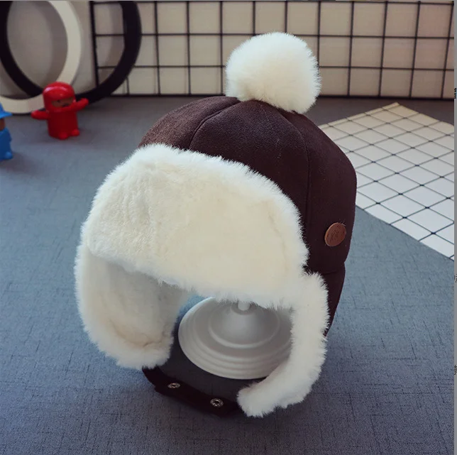 New Baby Boys Girls Hat Kids Children Ear Flap Muff Winter Warm Plush Cotton Cap Outdoor Lei Feng Cap