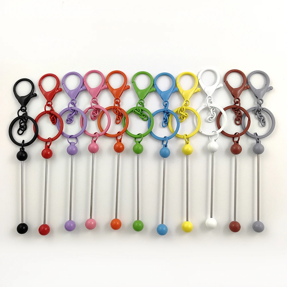New Color Bar DIY Craft Beadable Blank Bar Keychain   Beaded Key Chain Beadable Keyrings