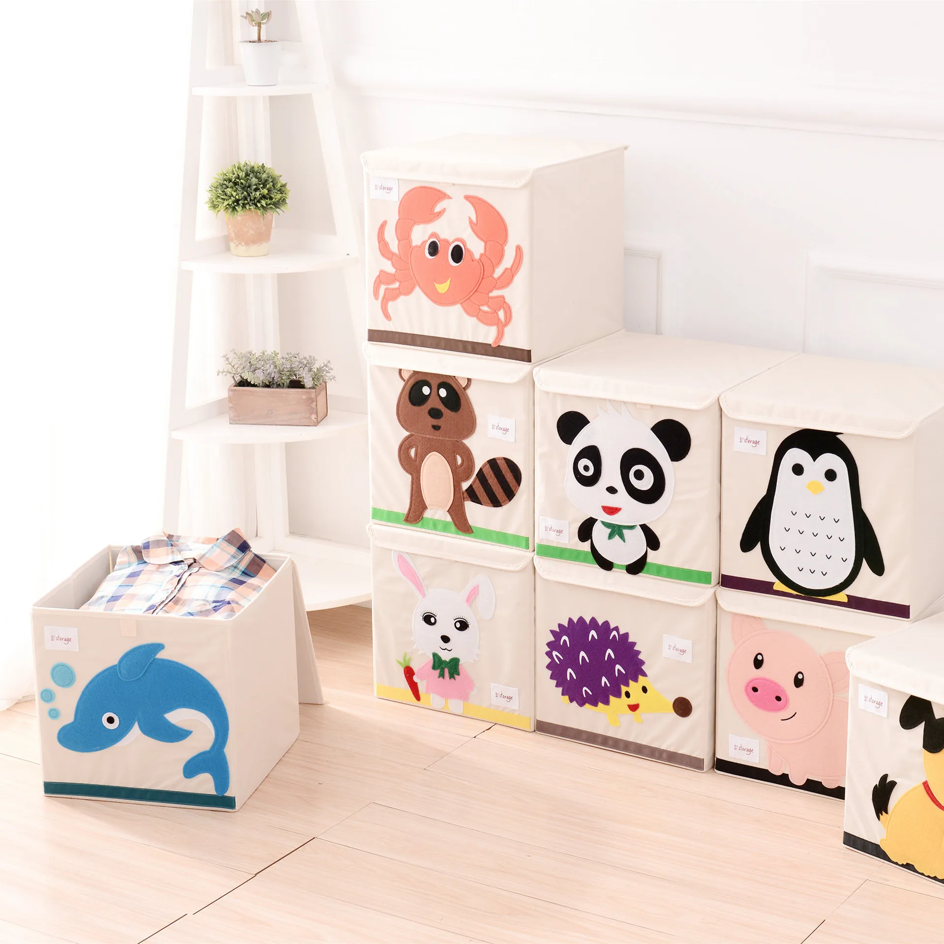 
covered toy cartoon oxford cloth cartoon collapsible folding underwear storage box 