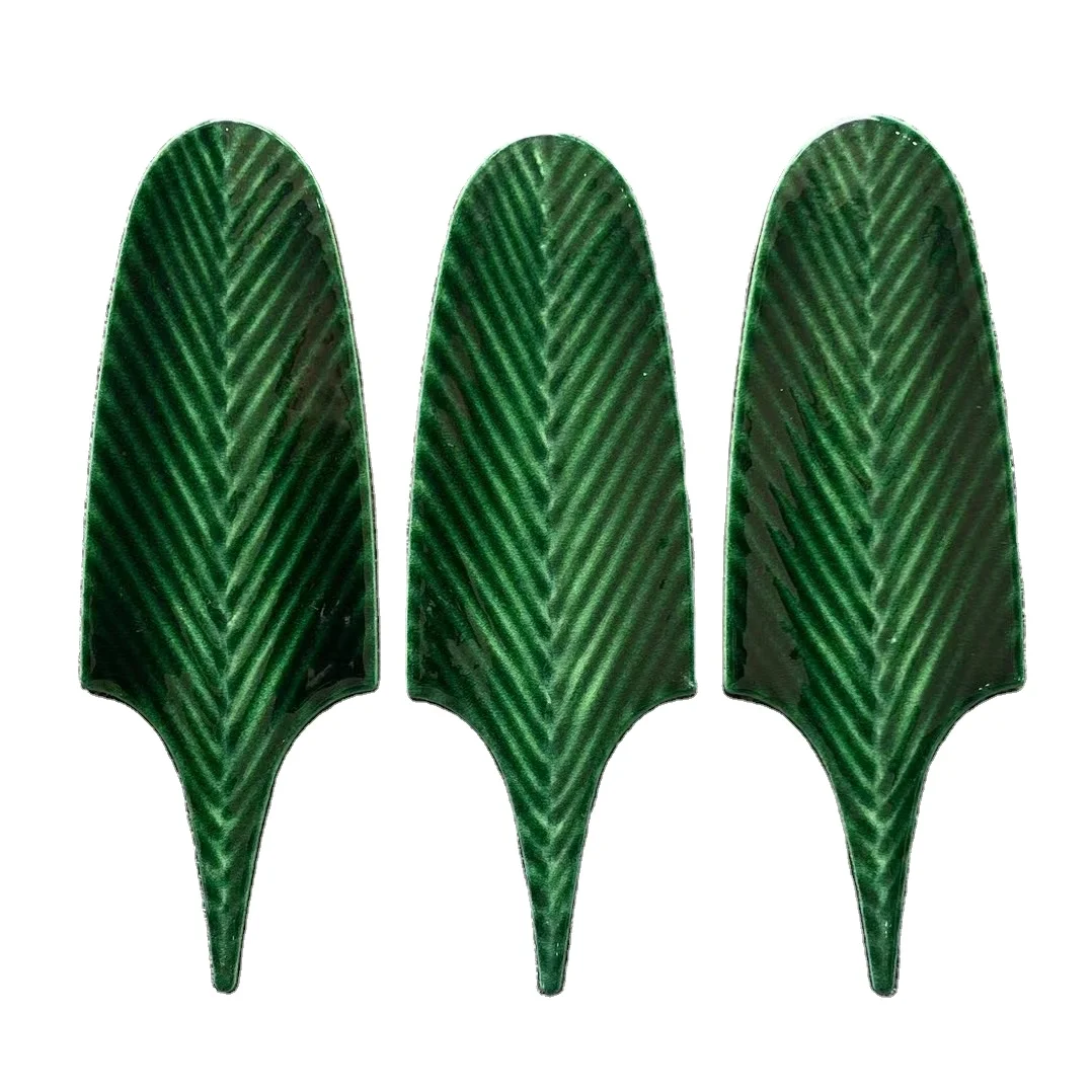 Dark green premium porcelain tiles feather glazed decorative porcelain indoor handmade low absorption ceramic wall tiles 70*200