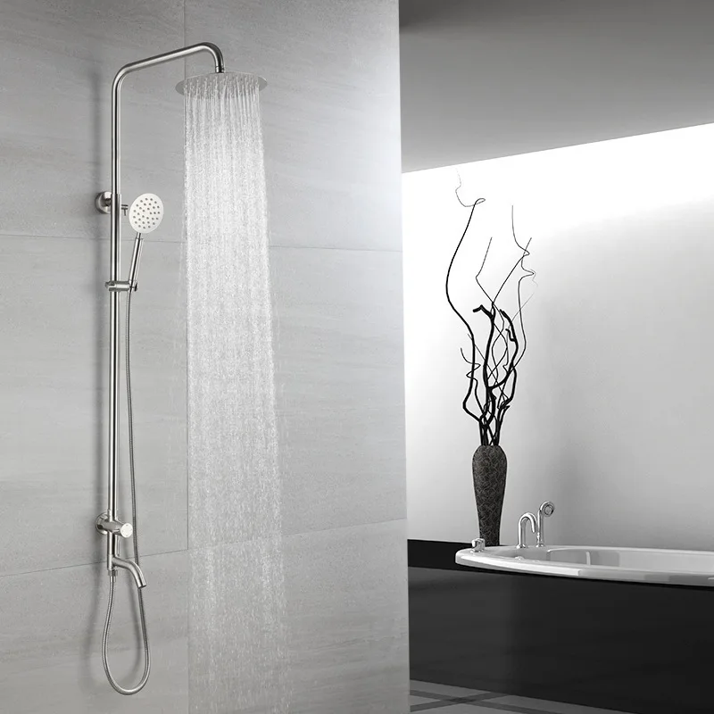 304 Stainless Steel Wall Mount Shower Sets Bathroom Rainfall Single Cold Three Function Faucets Taps Shower Sets