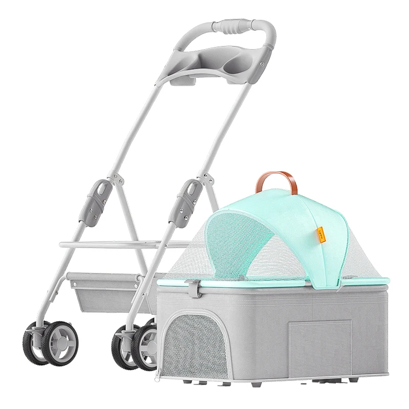 New arrive Fashion wholesale 4 universal wheels cheap pet stroller cat and dog trolley