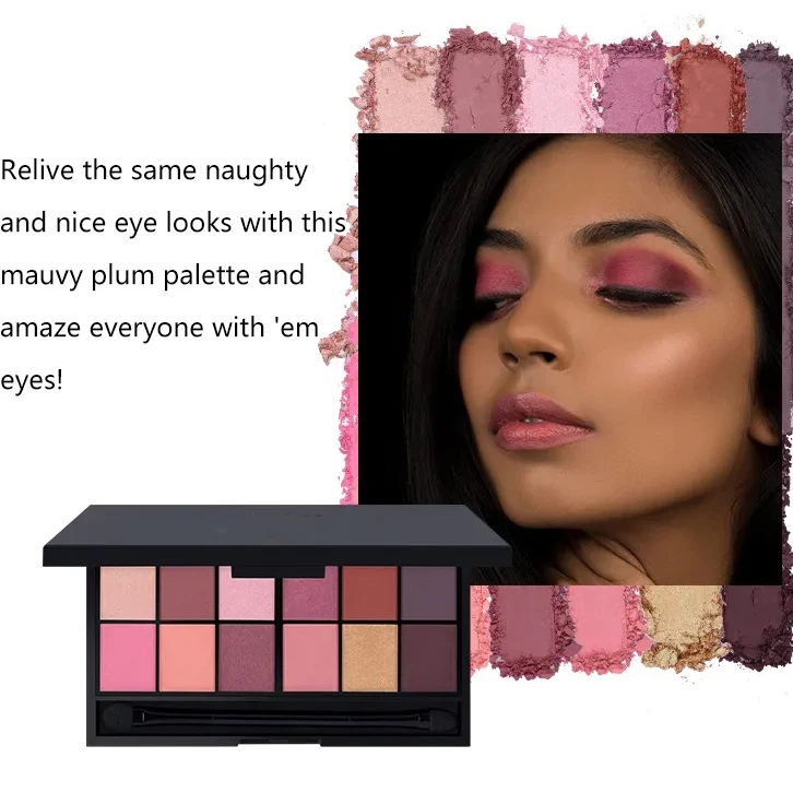 Custom Vendor 12 Colors Purple Long Lasting Eye Shadow Matte Shimmer Make Up Cosmetics Highly Pigmented Pink Eyeshadow Palette