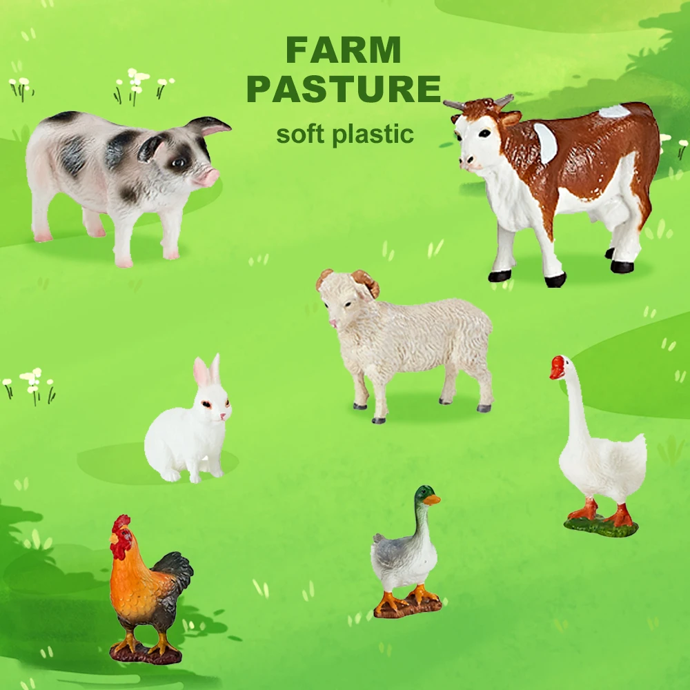 JinYing Opp сумка 36 шт. много стилей коровья утка овца мягкая пластиковая Ферма Животных Пастбища игрушки