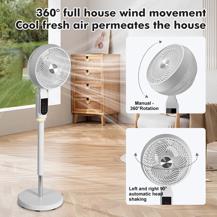 Wholesale Price Living Room Bedroom 9 Inch PP 26W Electric Fan 4 Modes 12 Wind Speeds Adjustment Standing Fan