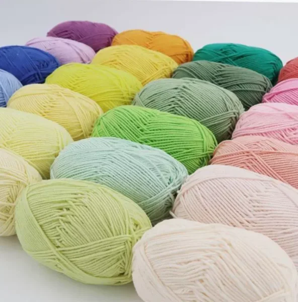 Прямые продажи с фабрики Детская хлопчатобумажная пряжа 3ply 4ply 5ply 50 г для вязания крючком акриловая мягкая смешанная