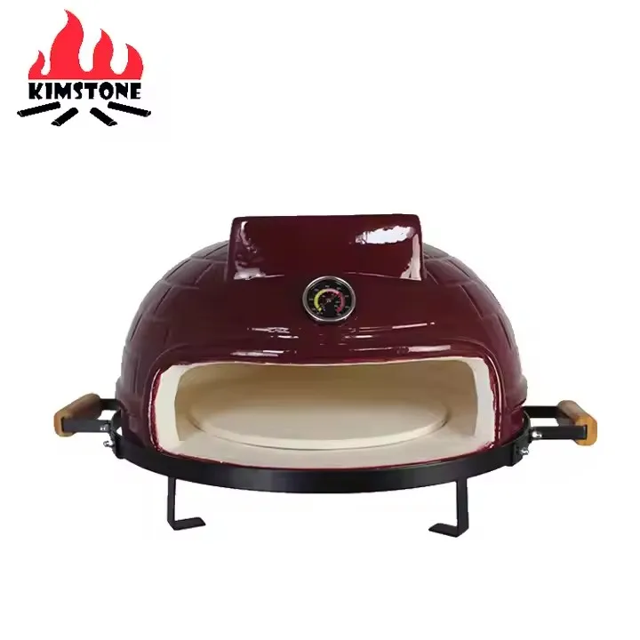 KIMSTONE 21 Inch Tabletop Pizza Oven Portable Pizza Stove Charcoal Woodfired Ceramic Bbq Grill