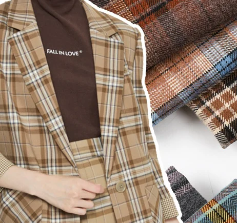 Autumn and Winter TR Polyester Jacquard Plaid Fabric Windbreaker JK Pleated Skirt Fabric Brushed Fabric Custom