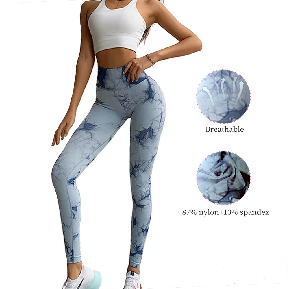 S-SHAPER Women Seamless Tie Dye Yoga Leggings Push Up Workout Fitness Gym Tights Butt Lift Sports Wear High Waist Yoga Pants