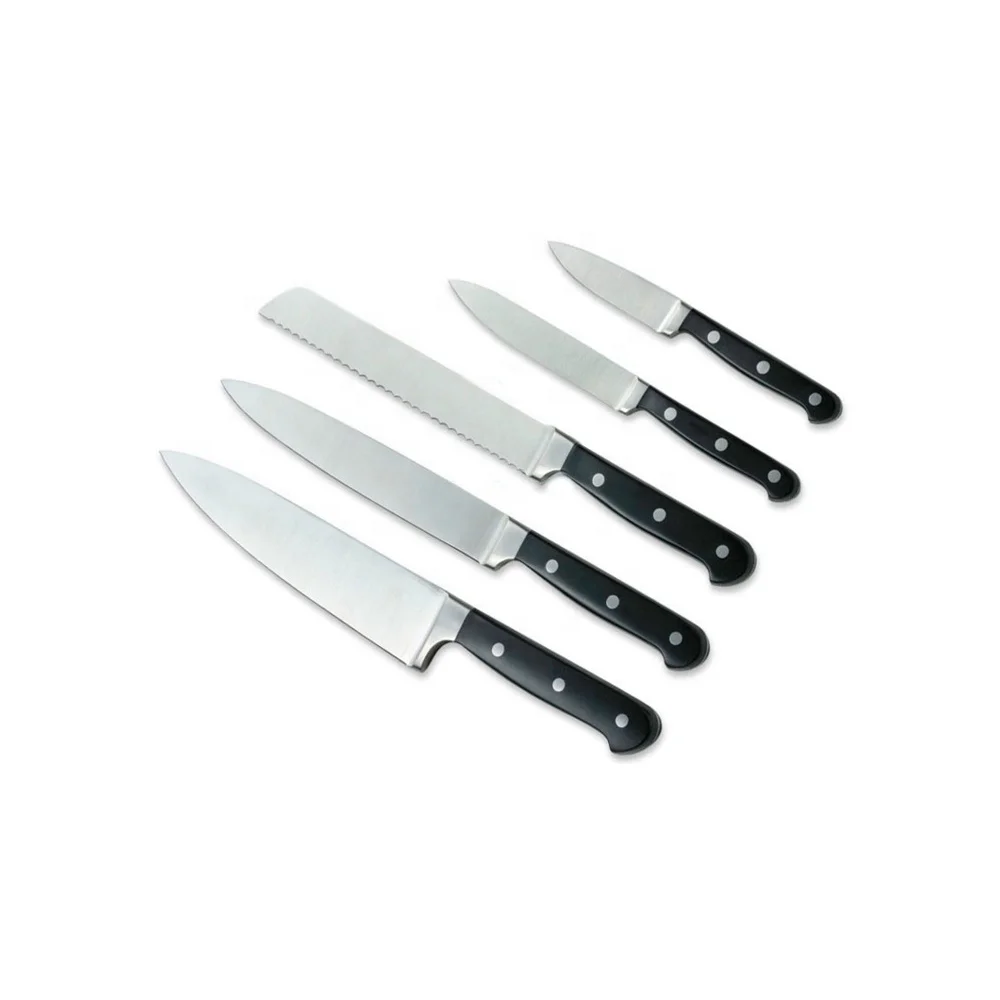 OEM Factory Forged 5 Pieces Stainless Steel Super Sharp Kitchen Knife Set With ABS Handle for Home Kitchen