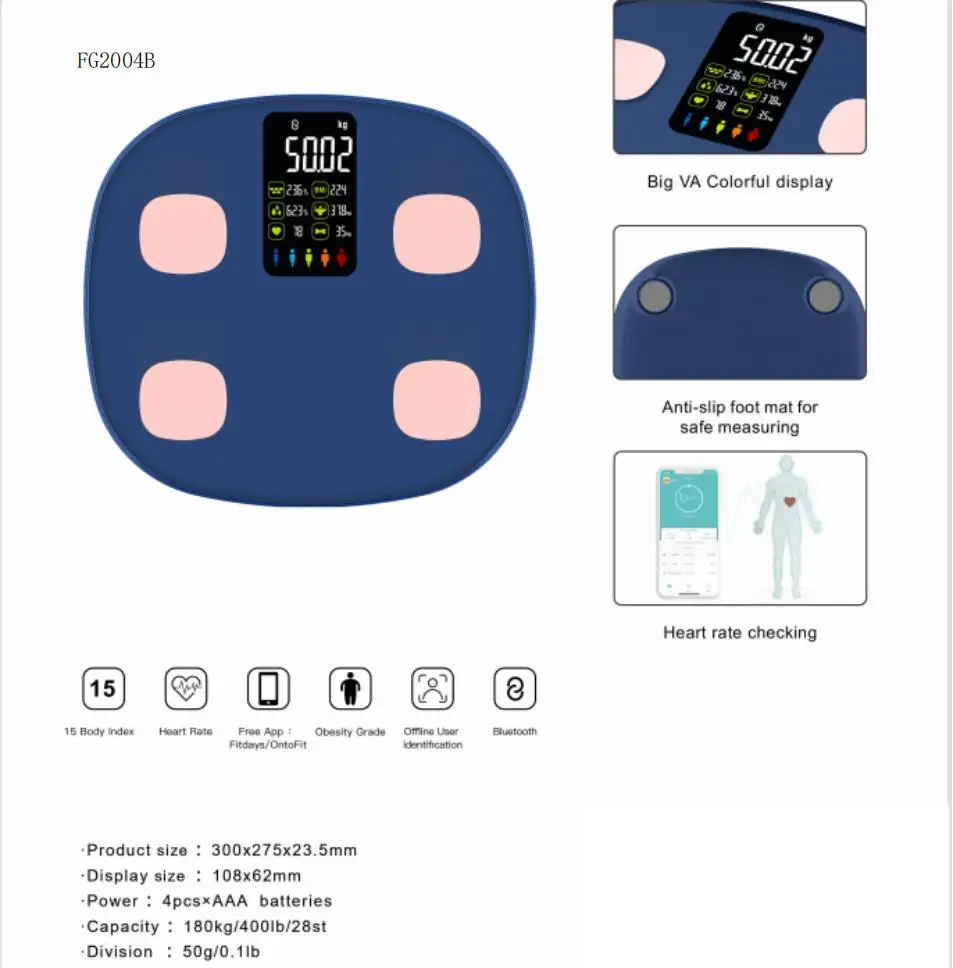 DINGFENG smart body fat scale Manufacturer price smart digital body fat scale with bluetooth white household scales
