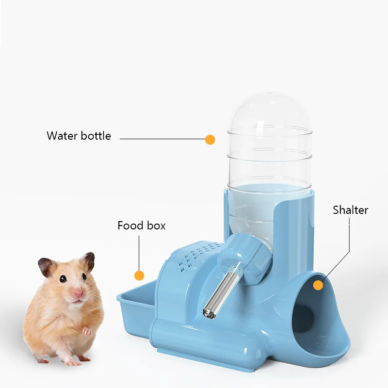 Removable Hamster Water Bottle Food Box and Shelter Non-slip Easy Cleaning Smooth 3 in 1 Bed With Feeder