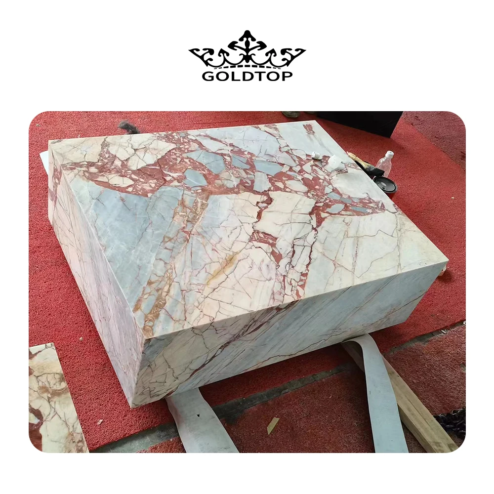 Goldtop OEM/ODM Marmor Decoration home Red Marmore with river white vein Bvlgari red slabs for countertop