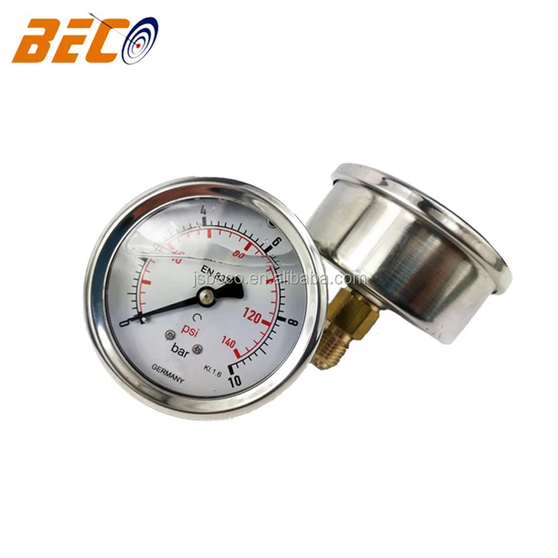 60mm 10Bar Semi Stainless Steel Oil Filled Pressure Gauge With Back Connection