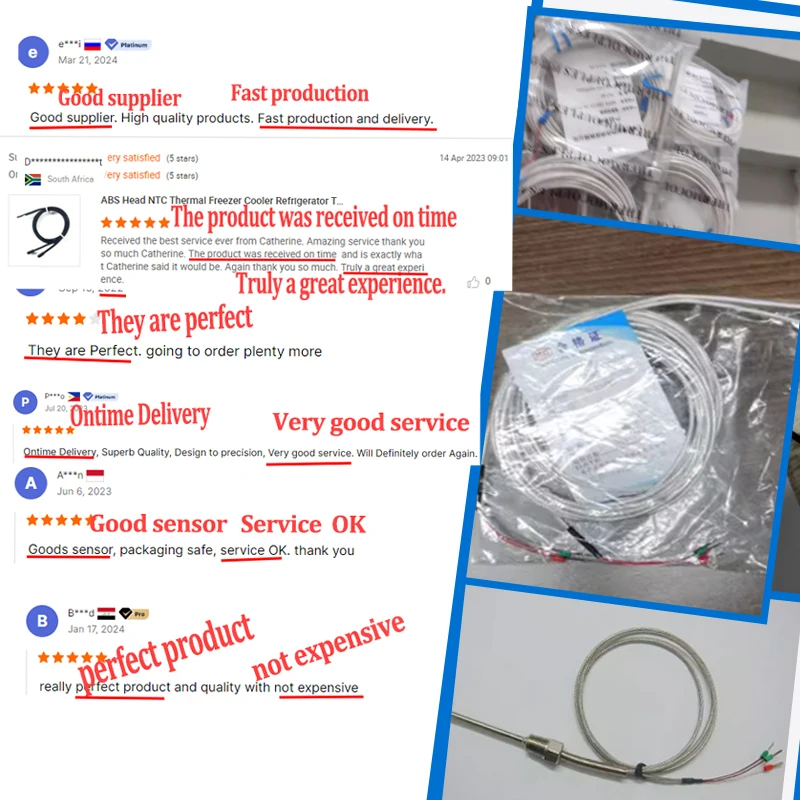 4 wire Tube 3*30mm class B PT100 Temperature Sensor