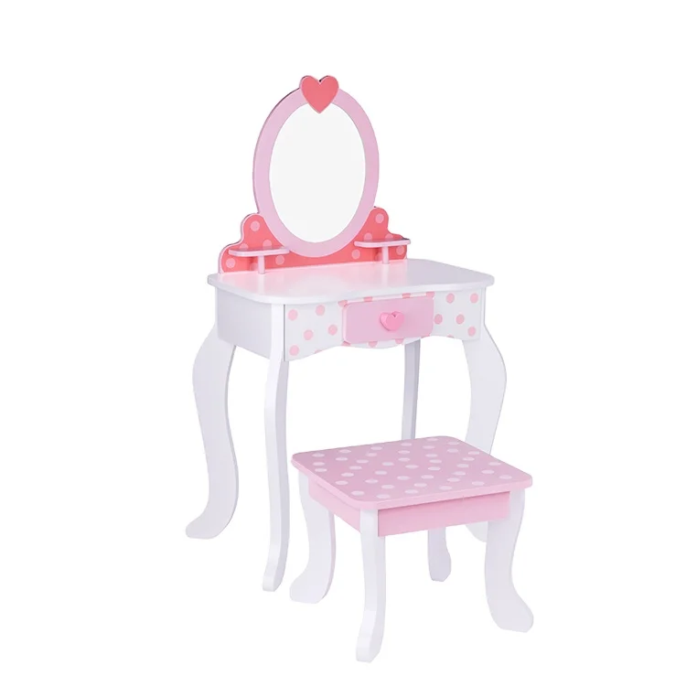 Girls Princess Children Makeup Vanity Table Set Pretend Play Dressing Table With Mirror Toys for Kids