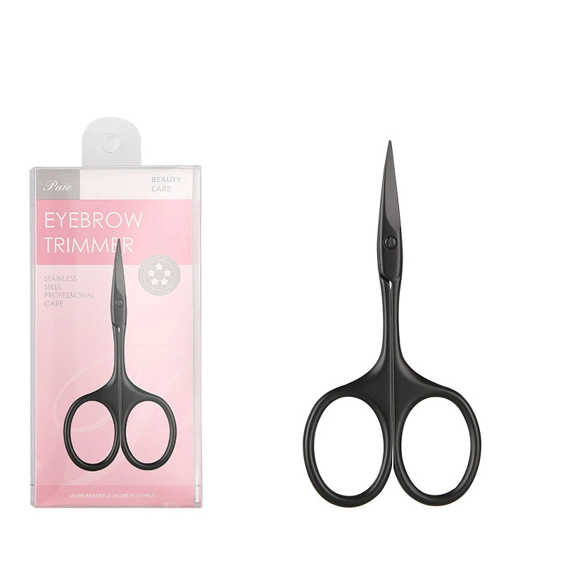 Factory Price Whole Stainless Steel Curved Sharp Black Silver Eyebrow Scissors