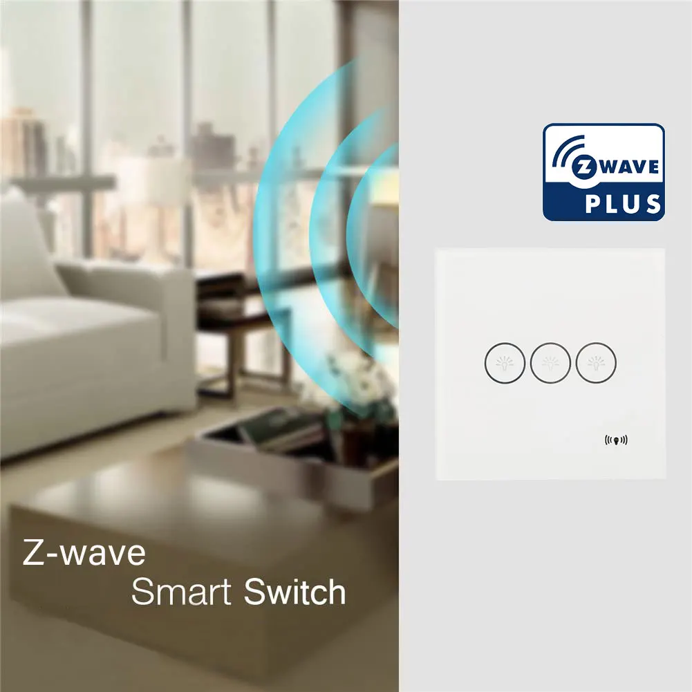 
Three Buttons Z-wave Touch Switch for Z-wave Smart Home Smart Hotel Home Security Home Automation Compatible with Fibaro 