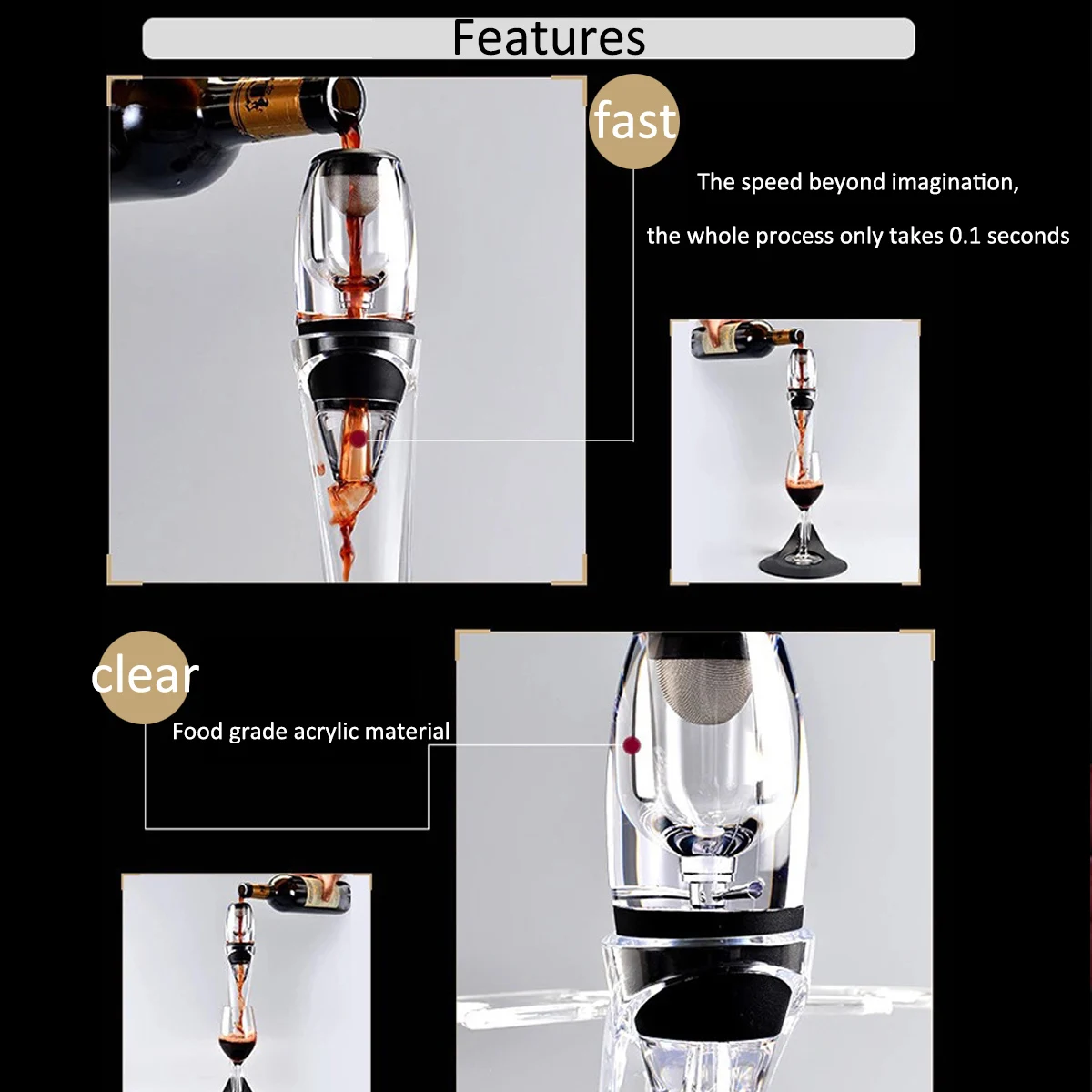 Быстрый Графин выливная бутылка Красного вина заливщик воздушный аэратор портативный виски быстрая графин носик вино для наливания подарочный