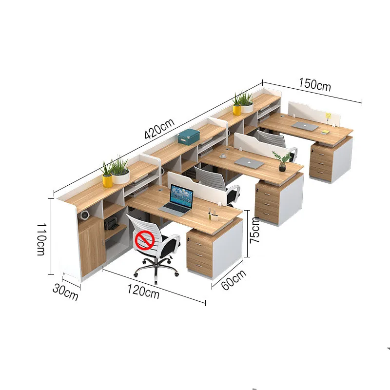 luxury wooden office desk simple modern staff table 2/4/6 people screen workplace office table open office work station