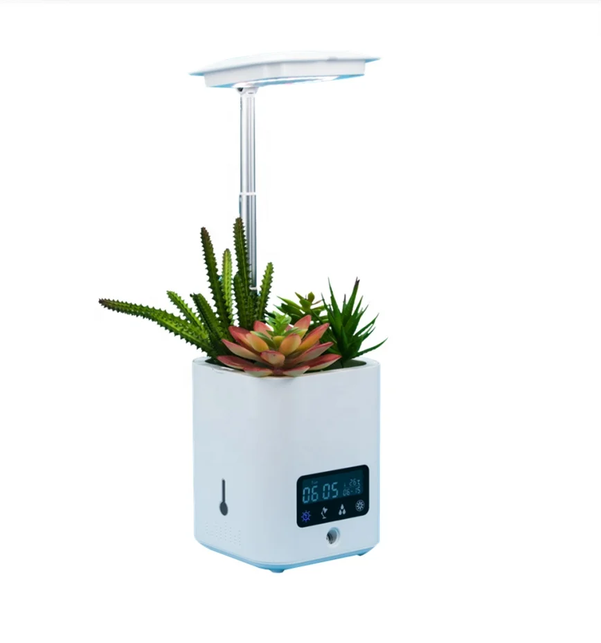 Smart Home Gadgets 6 in 1 smart garden supplies indoor flower pots & planter with LED grow lights air purifier wireless speaker