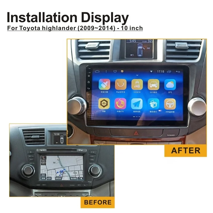 Android Touch Screen Car Radio Stereo Dvd Multimedia Video Player For Toyota Highlander 2 XU40 2007 - 2013 With GPS Navigation
