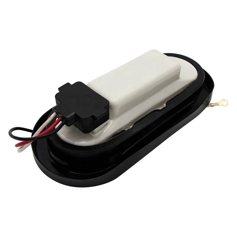 Amazon Hot selling truck bus oval shaped arrowhead 5050 bright 35LED 10-30v red amber colour tail light with plug