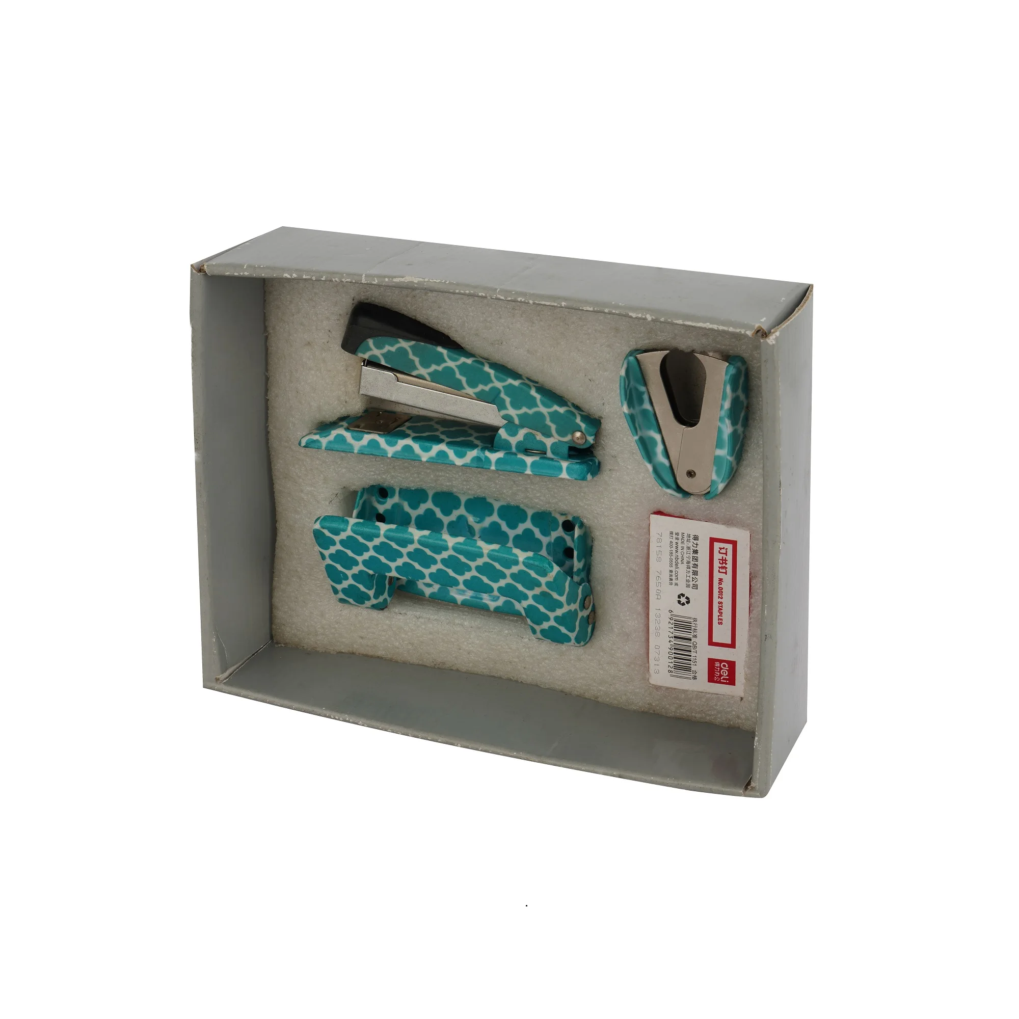 Office Stationery Tools Gift Box Packaging Set With 4 Piece Stapler Staple Remover Hole Puncher Staple Needles