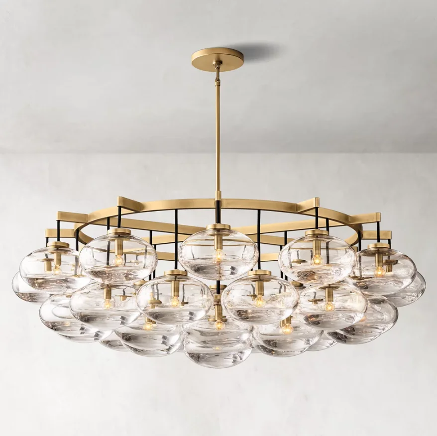 OEM New Arrival Modern Contemporary Design Celebrity Oval Glass Shade Nordic Pendant Light Bronze Round Chandelier