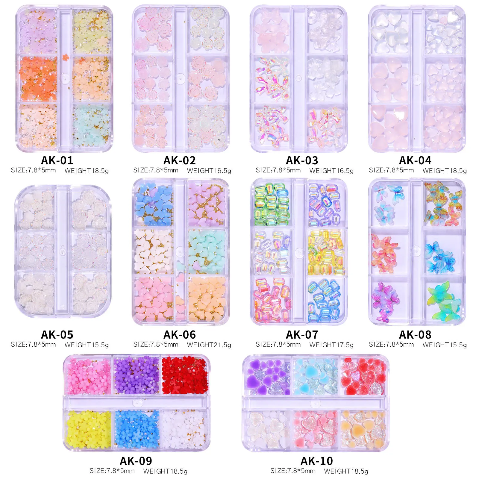 Hot Candy Color Nail Rhinestone Wholesale Flower Nail Charm Ornament Accessories 3D Nail Art Decoration Butterfly