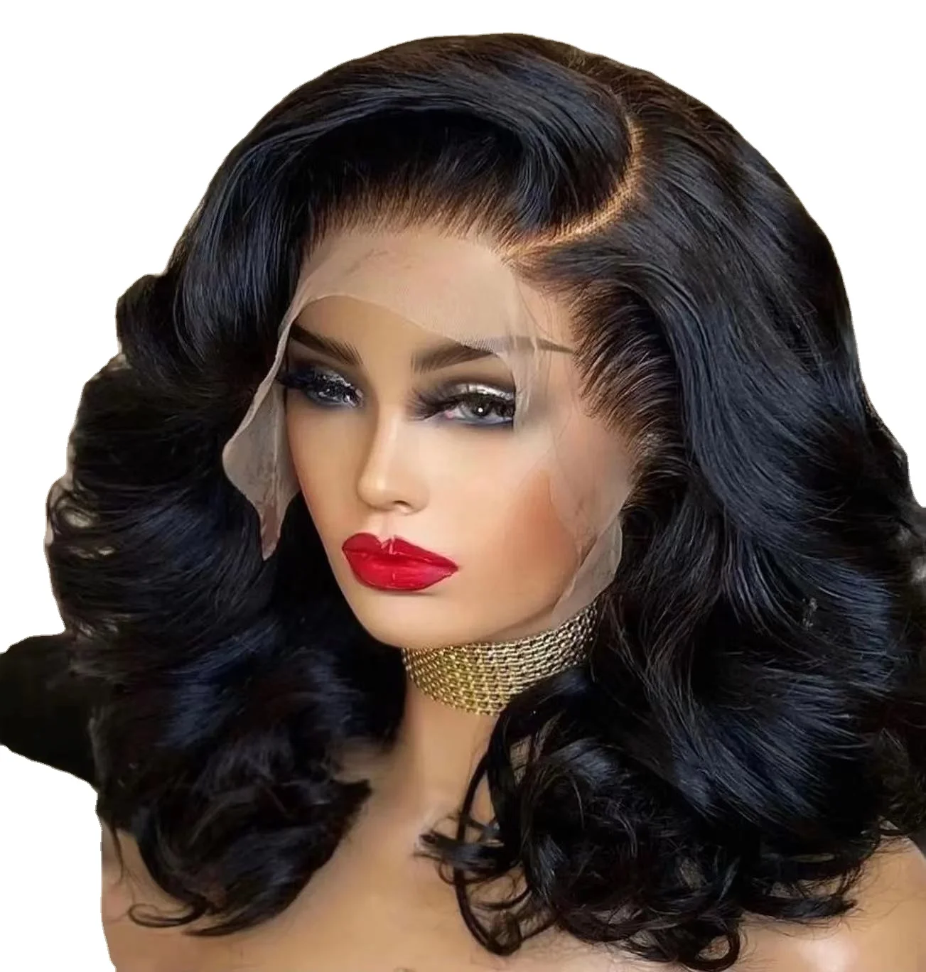 Humbenhairlace Long Body Bob Ombre Wig Short Curly Front Lace Wig Artificial Hair Product