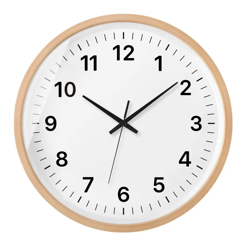 Brief Style Original Wood Frame White Face Large Digital Decor Wall Clock