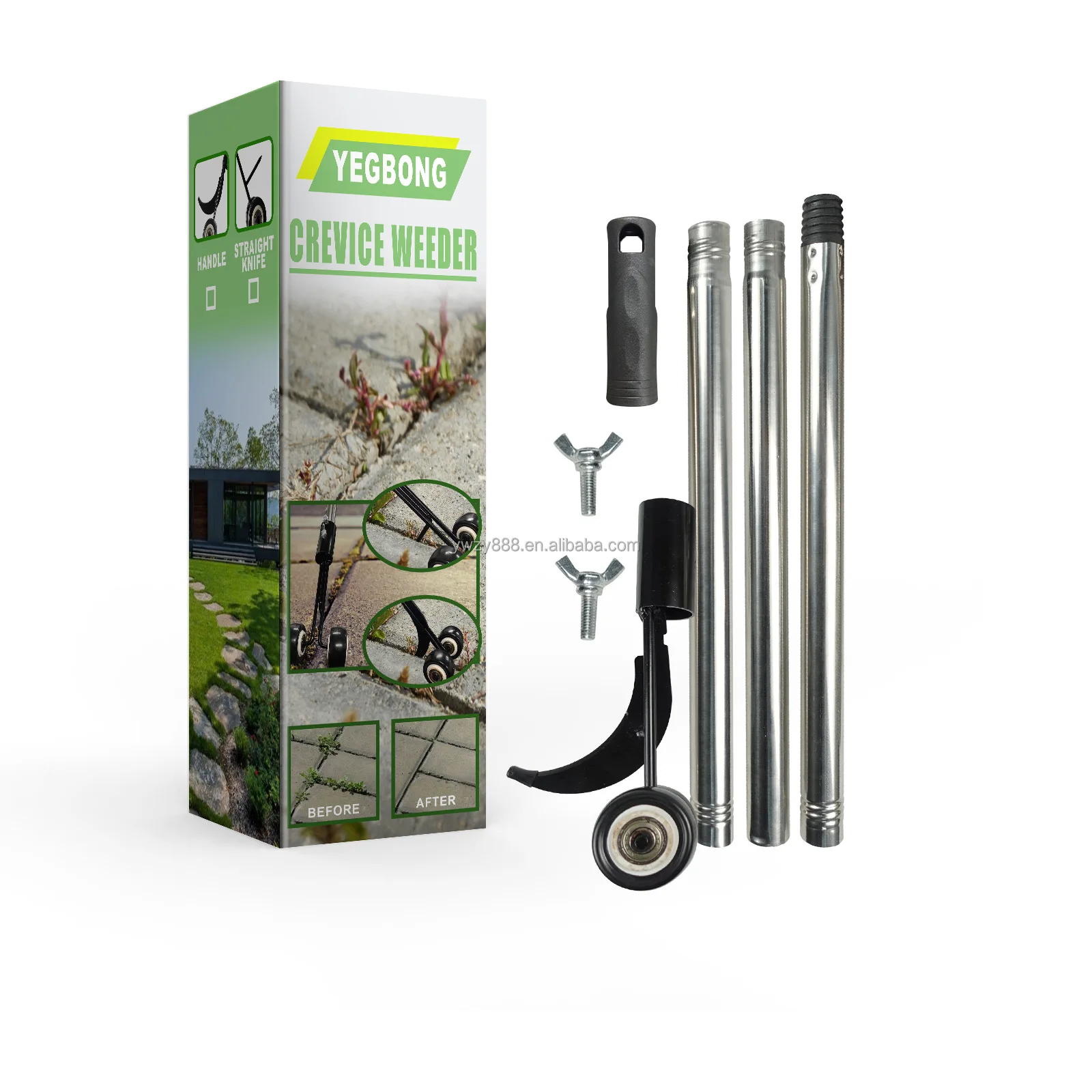 Garden slit weeder Garden weeding hook straight hook sickle type shrink metal rod weeding sharp tool