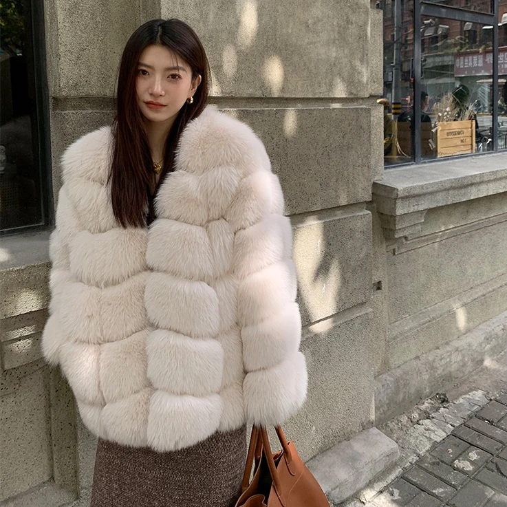 New Arrivals Real Fox Fur Jacket Women Fur Coat Plus Size Customizable Winter Fluffy Overcoat