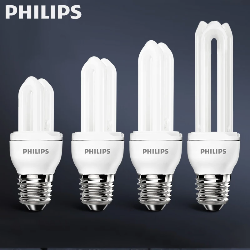  Philips 2U Энергосберегающая лампа E27 винтовая спиральная настольная U-образная Светодиодная для дома 11 Вт 5 супер