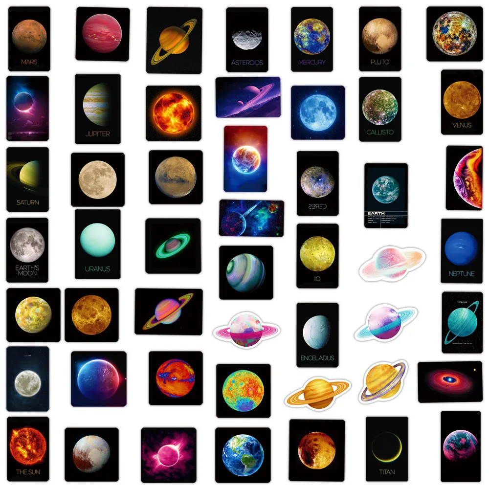 50pcs New Universe Planet Graffiti Stickers Electric Car Helmets TV Cups Trolley Box Stickers waterproof graffiti stickers