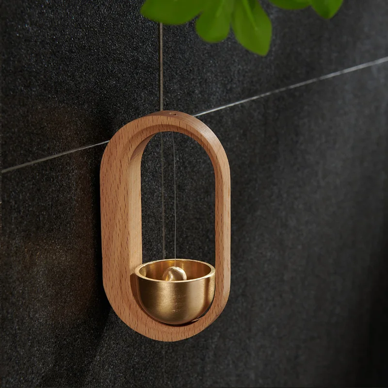 wooden wind chime suction door creative door reminder copper bell Japanese housewarming gift home