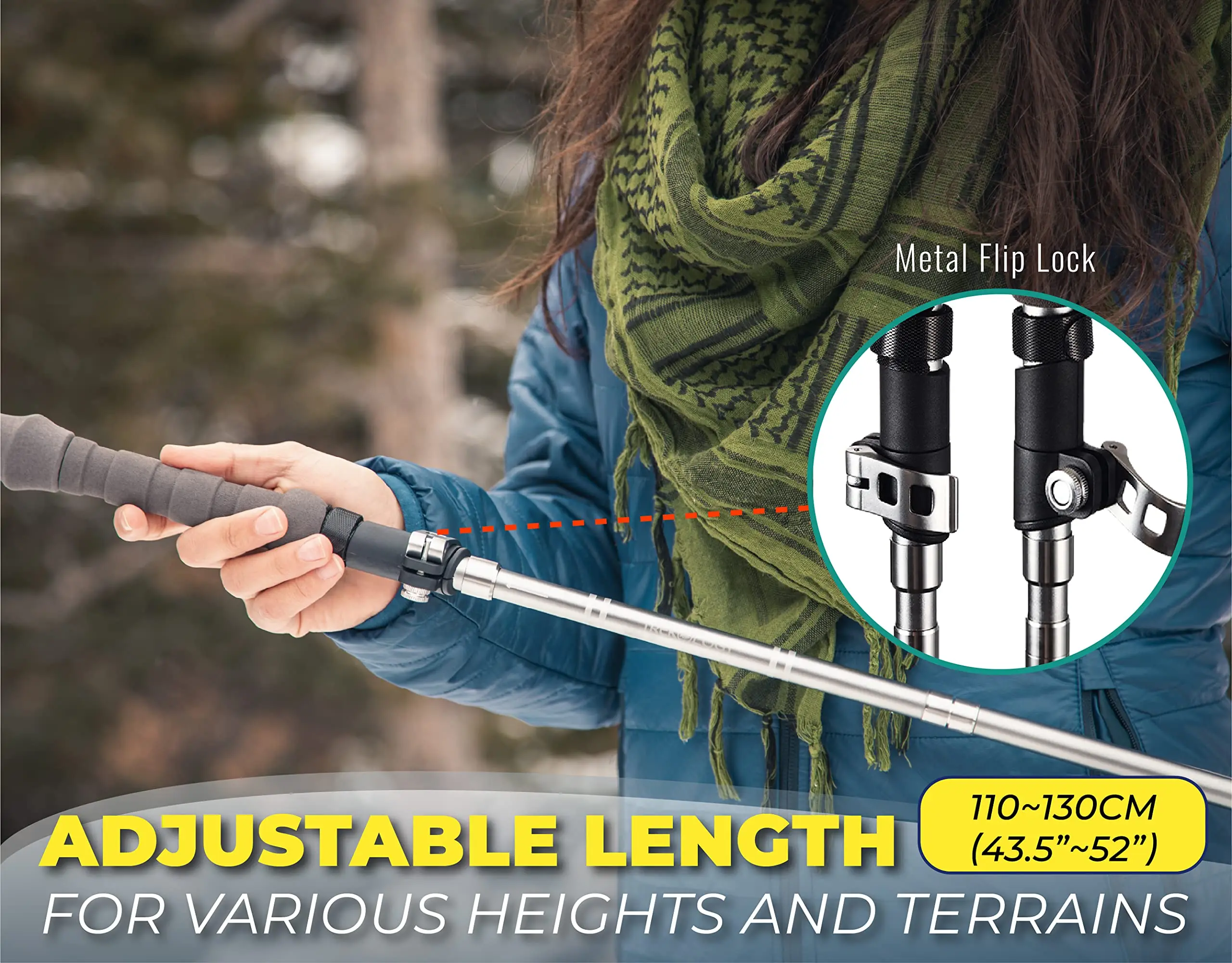 GoalFit Outdoors Collapsible Nordic Hiking Poles 2 pcs Aluminum Walking Stick Trekking Poles for Hiking